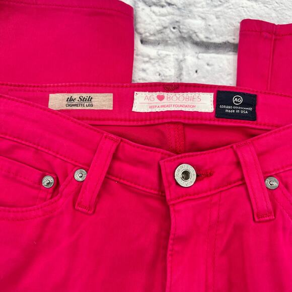 AG ADRIANO‎ GOLDSCHMIED The Stilt Cigarette Slim Fit Jeans 25R Pink Mid Rise - Picture 3 of 10